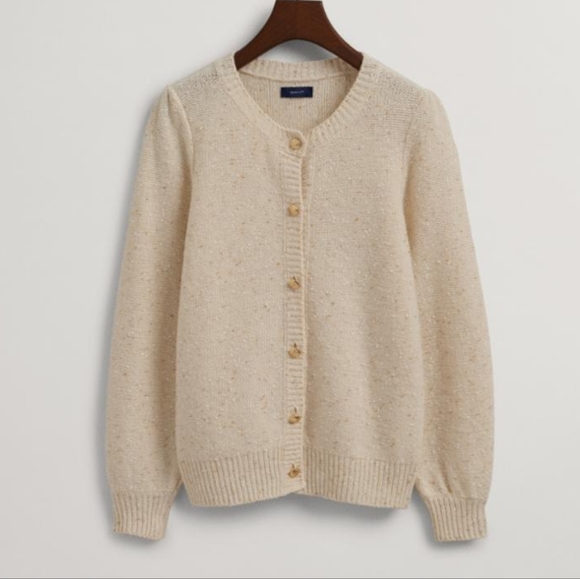 GANT wool blend gold yarns cream cardigan size M - Picture 1 of 8
